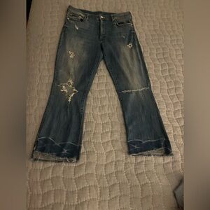 MOTHER insider crop fray jeans 31